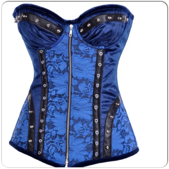 NEW! Beautiful Metal Boned Corset Size Small Blue - Picture 1 of 2